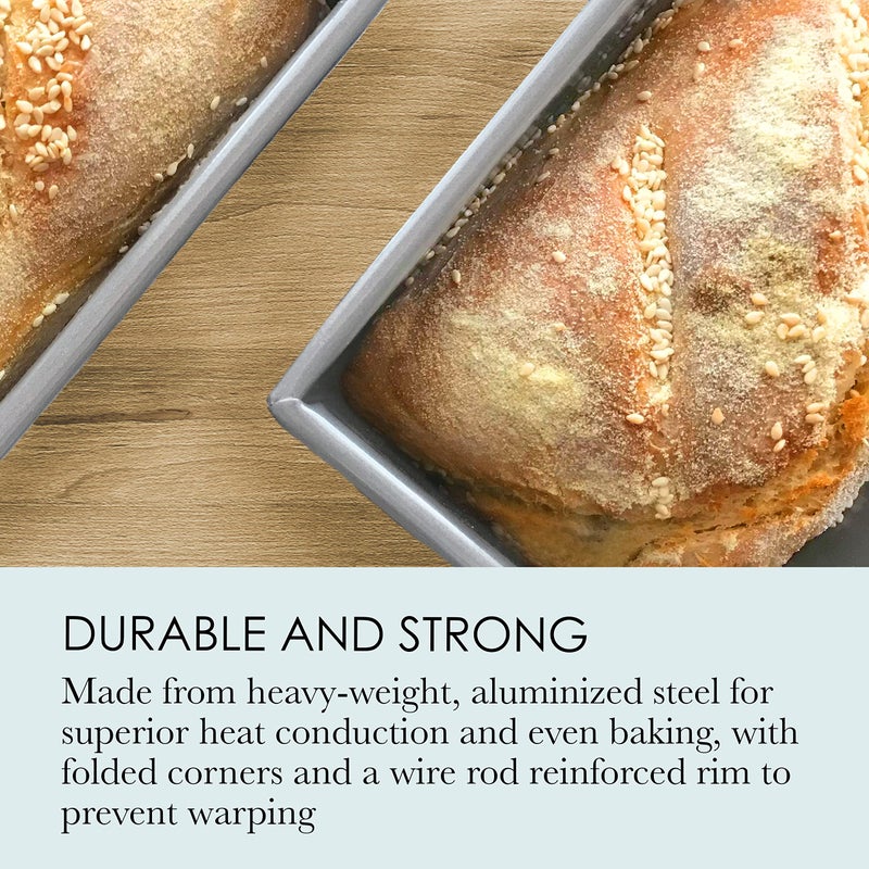 Chicago Metallic Commercial II 1-Pound Loaf Pan, Heavy-Weight Aluminized Steel, Professional Bread Baking Pan with Wire Reinforcement - Image 2